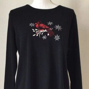 Croft & Barrow Women T-Shirt PL Cardinal Embroidery